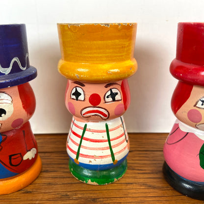 3 vintage eierdopjes clowns