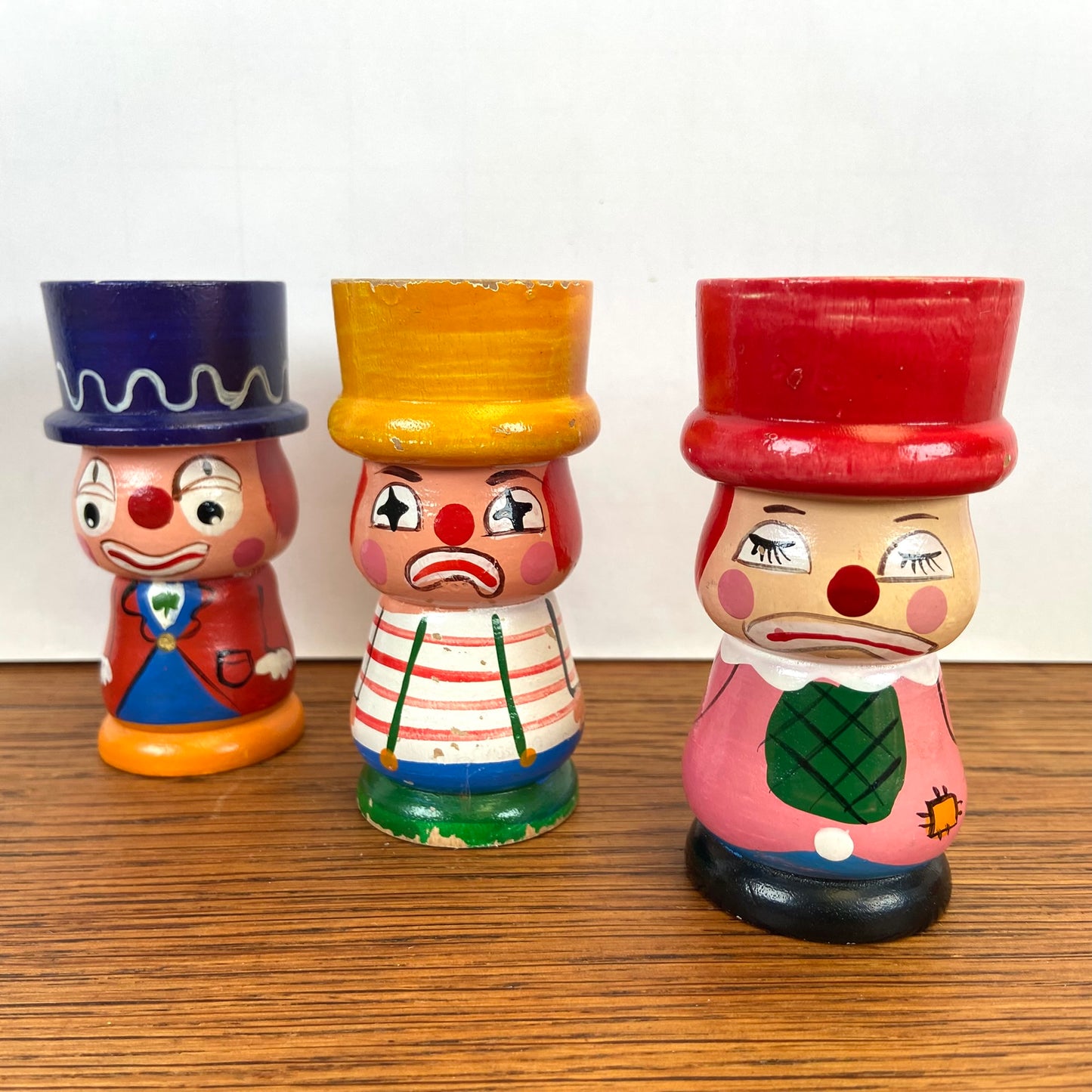 3 vintage eierdopjes clowns