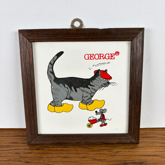 Vintage tegel George Happy Cat Design klompen