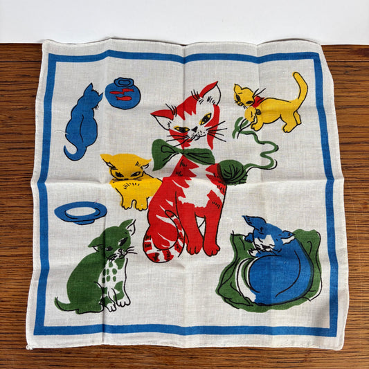 Vintage kinderzakdoekje katten