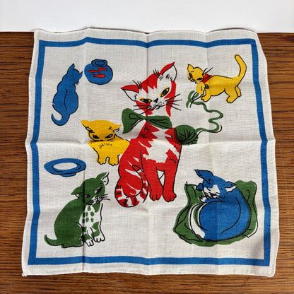 Vintage kinderzakdoekje katten