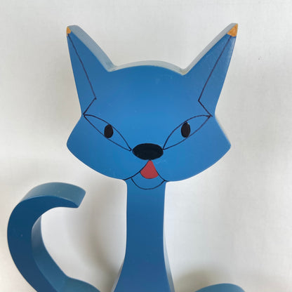 Blauwe houten kat