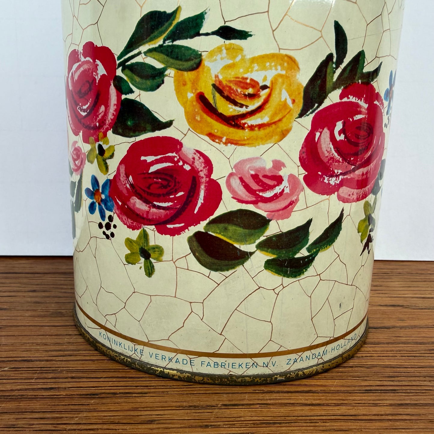 Vintage beschuitbus Verkade rozen Craquelé
