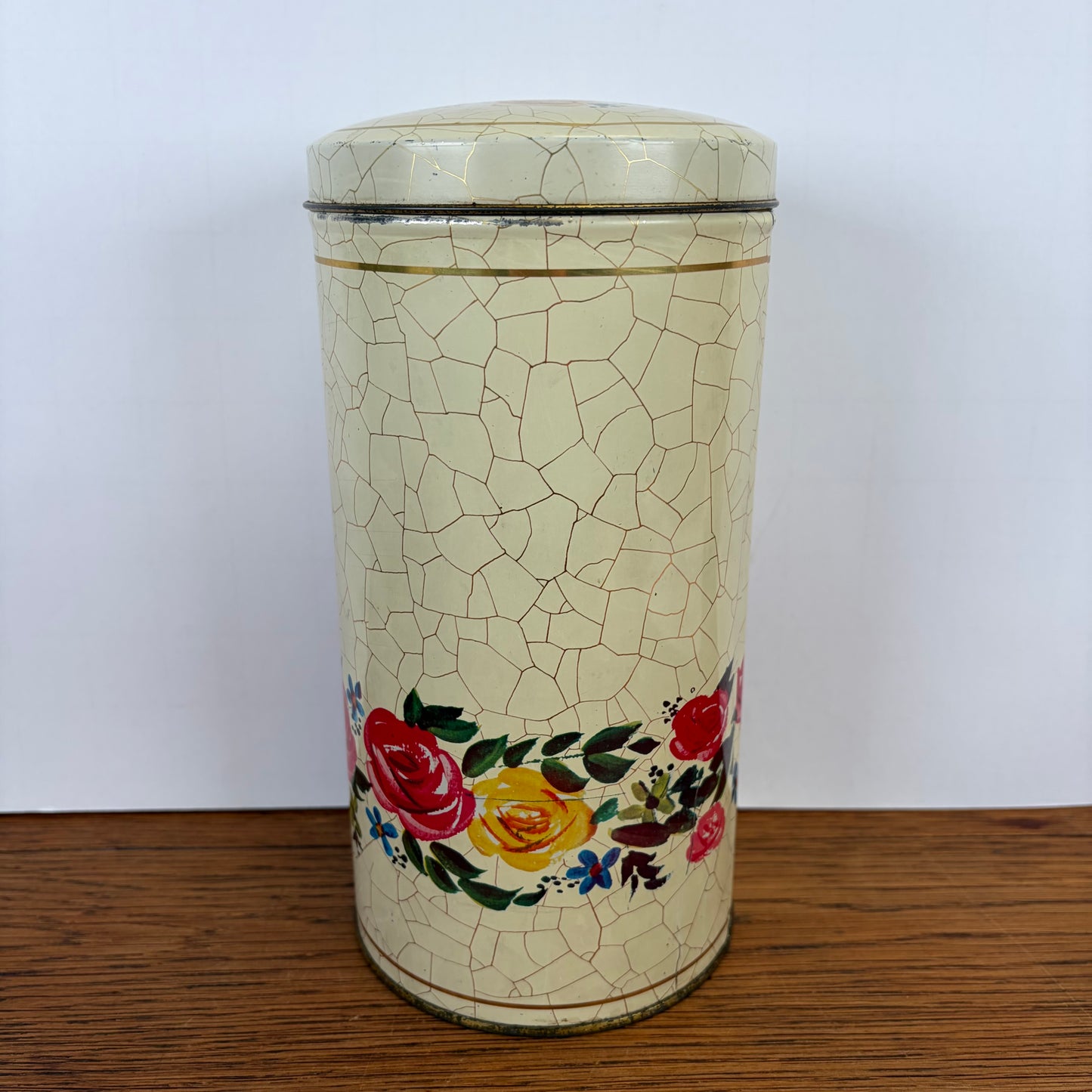 Vintage beschuitbus Verkade rozen Craquelé