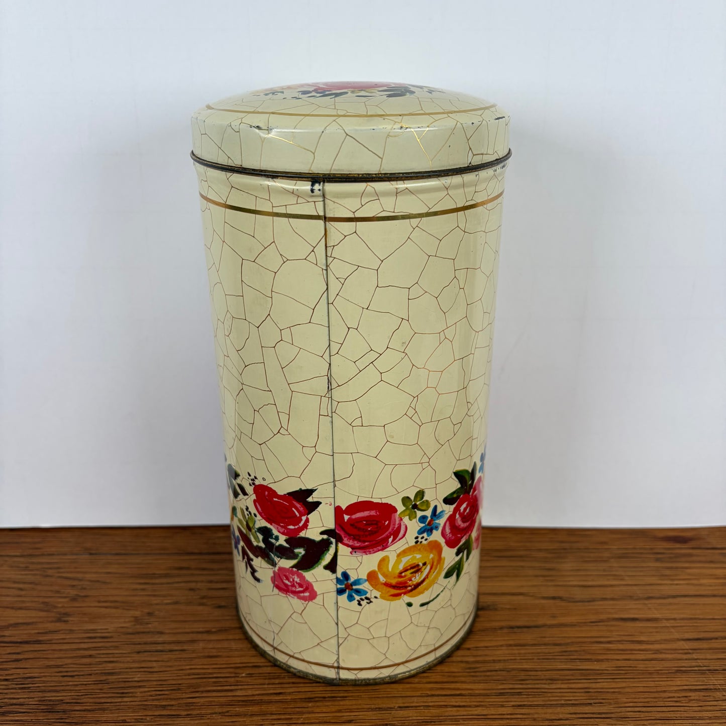 Vintage beschuitbus Verkade rozen Craquelé