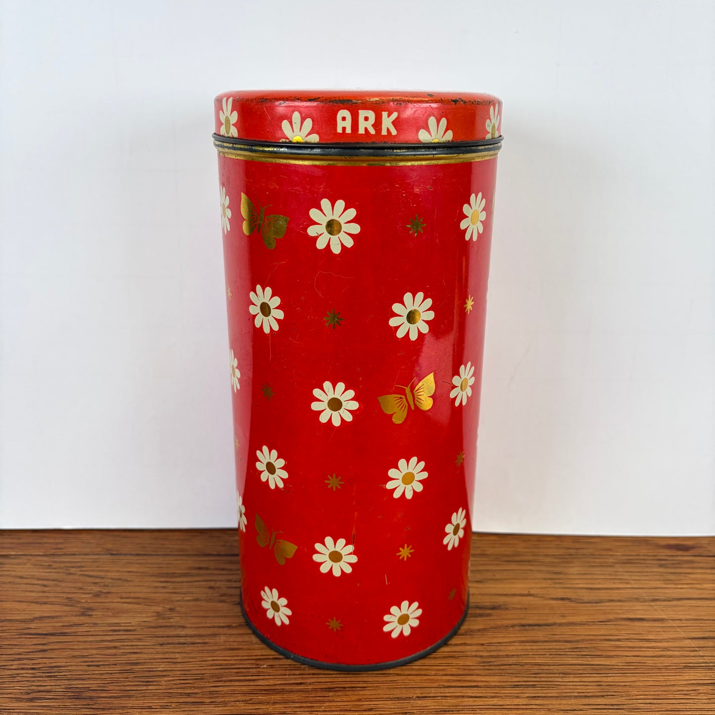 Vintage beschuitbus Ark rood