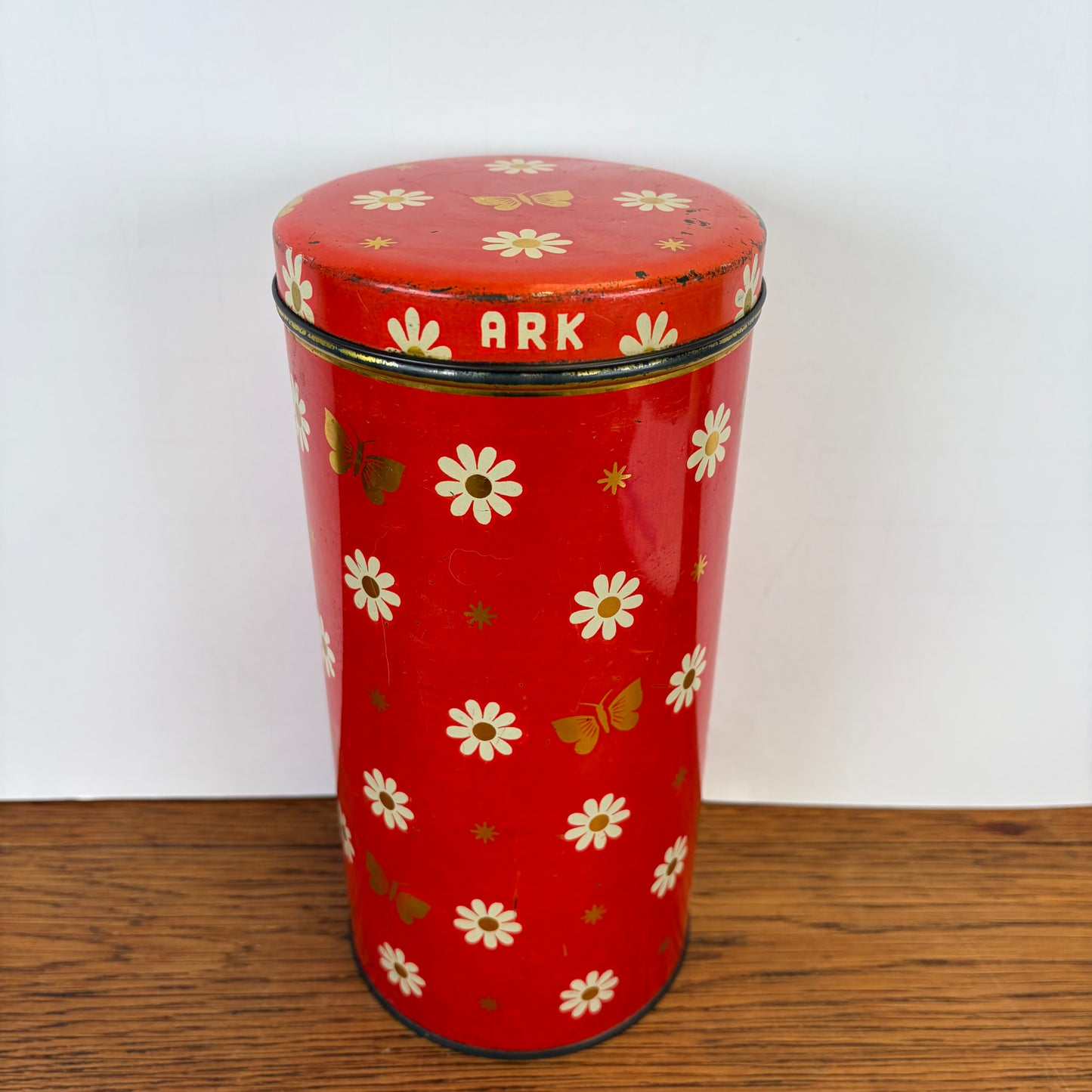 Vintage beschuitbus Ark rood