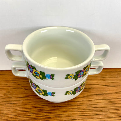 2 vintage soepkommen bloemetjes