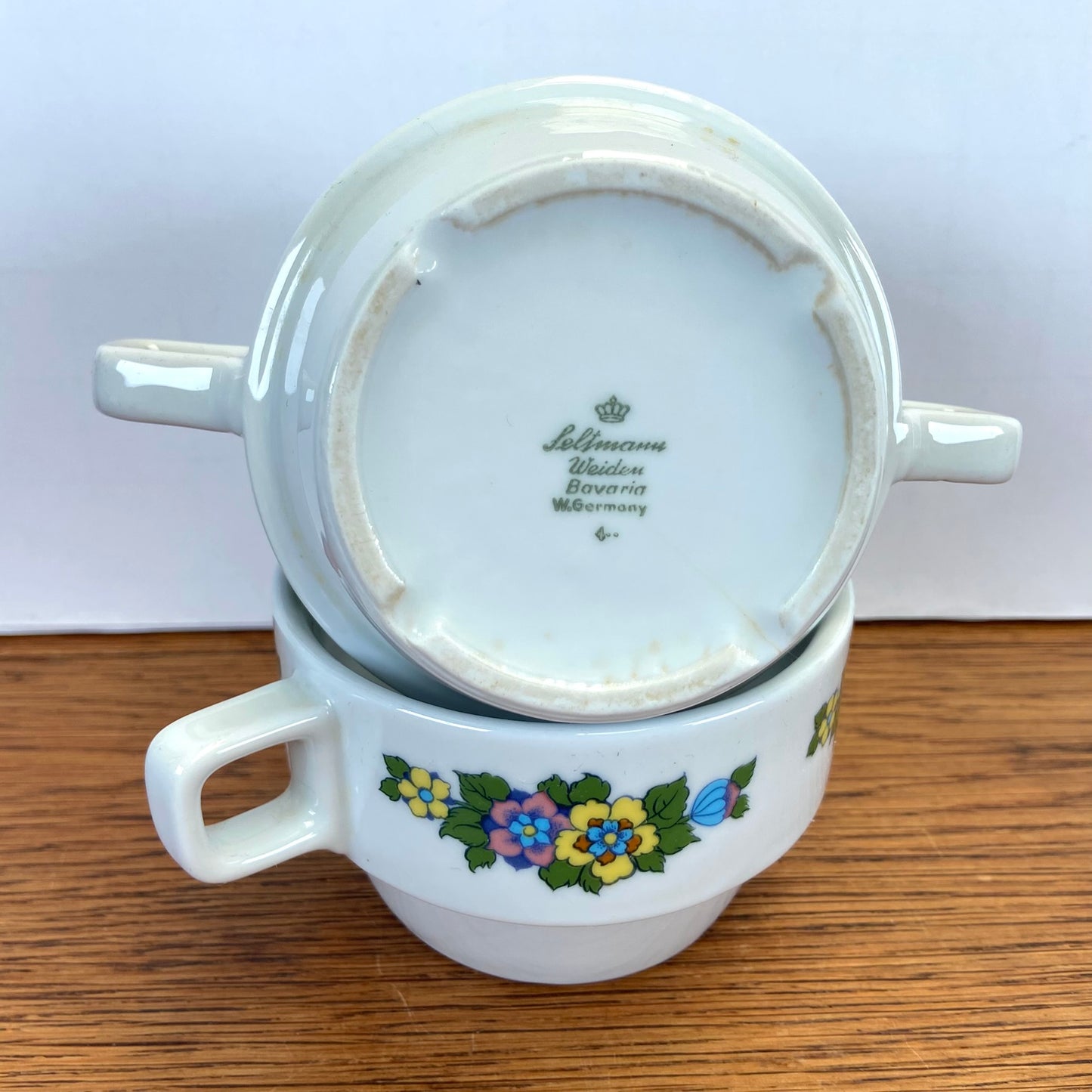 2 vintage soepkommen bloemetjes