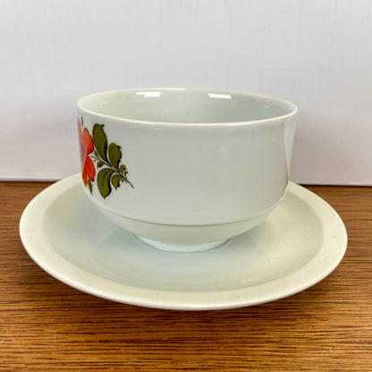Vintage sauskom - soepkom rode bloem