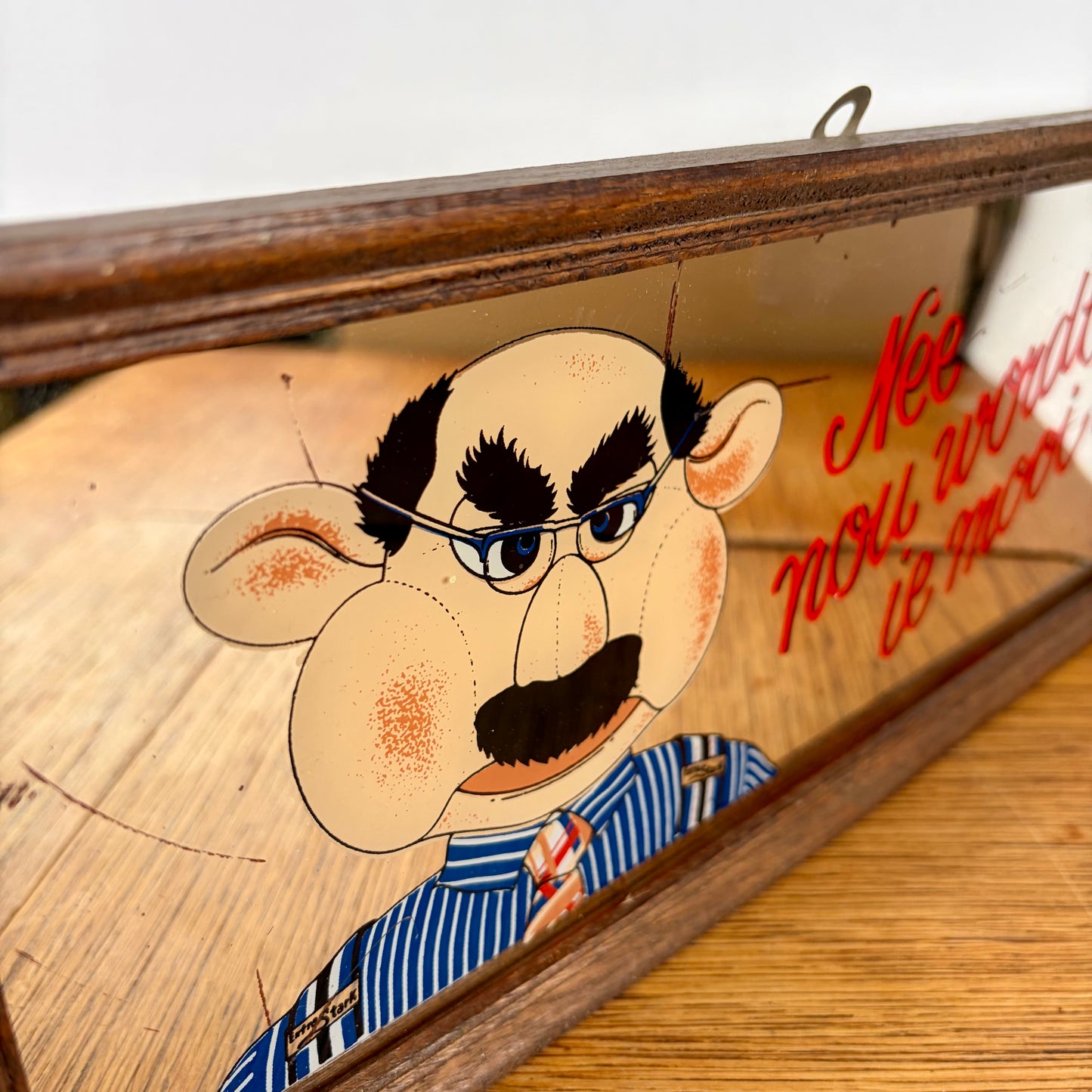 Vintage spiegel met Ome Joop