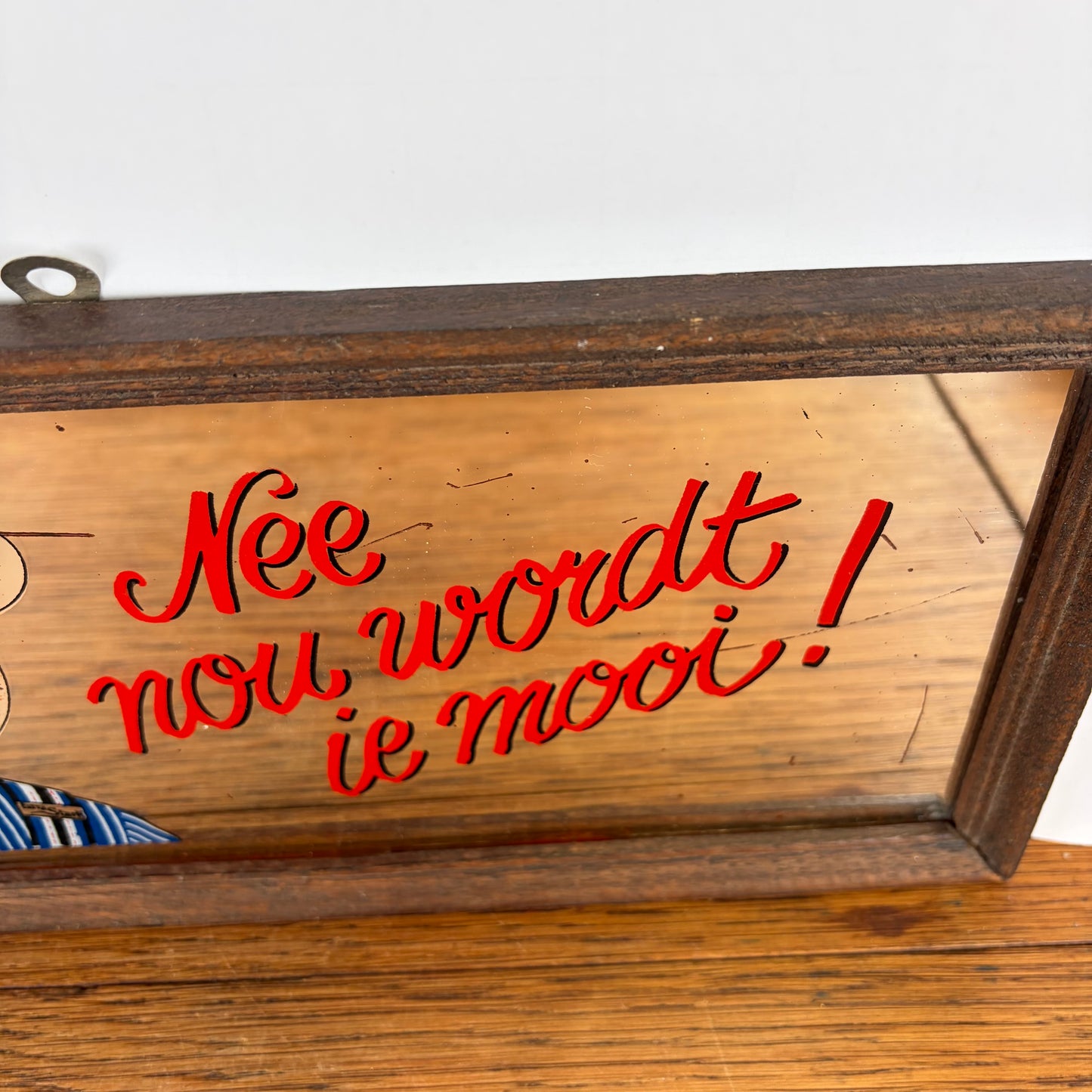 Vintage spiegel met Ome Joop