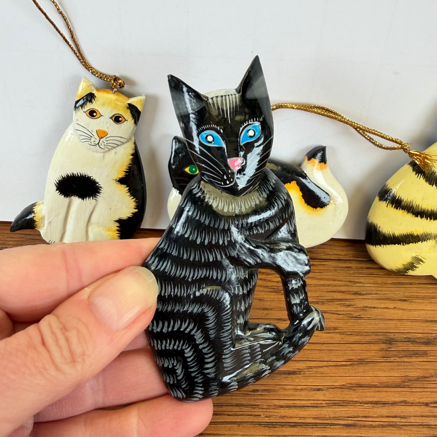 Vintage houten kattenhangers