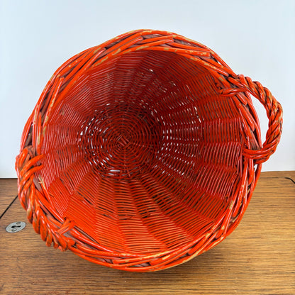 Vintage oranje rieten mand