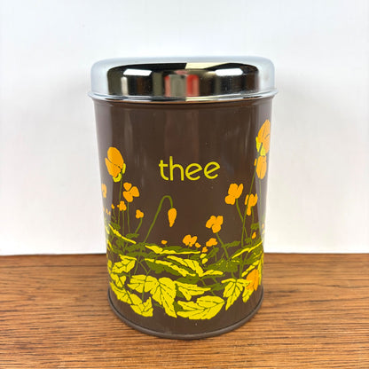 Vintage Brabantia theeblik boterbloem bruin