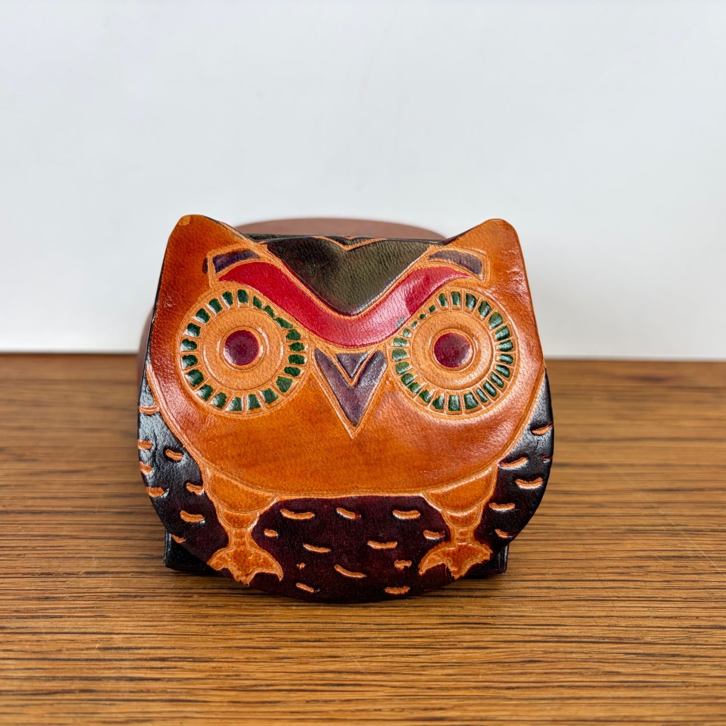 Vintage leren portemonnee uil