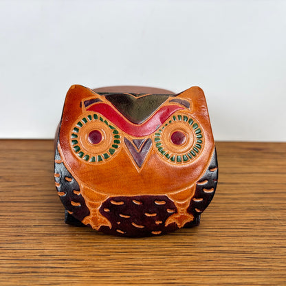 Vintage leren portemonnee uil