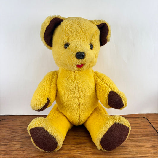 Vintage teddybeer geel met bruin