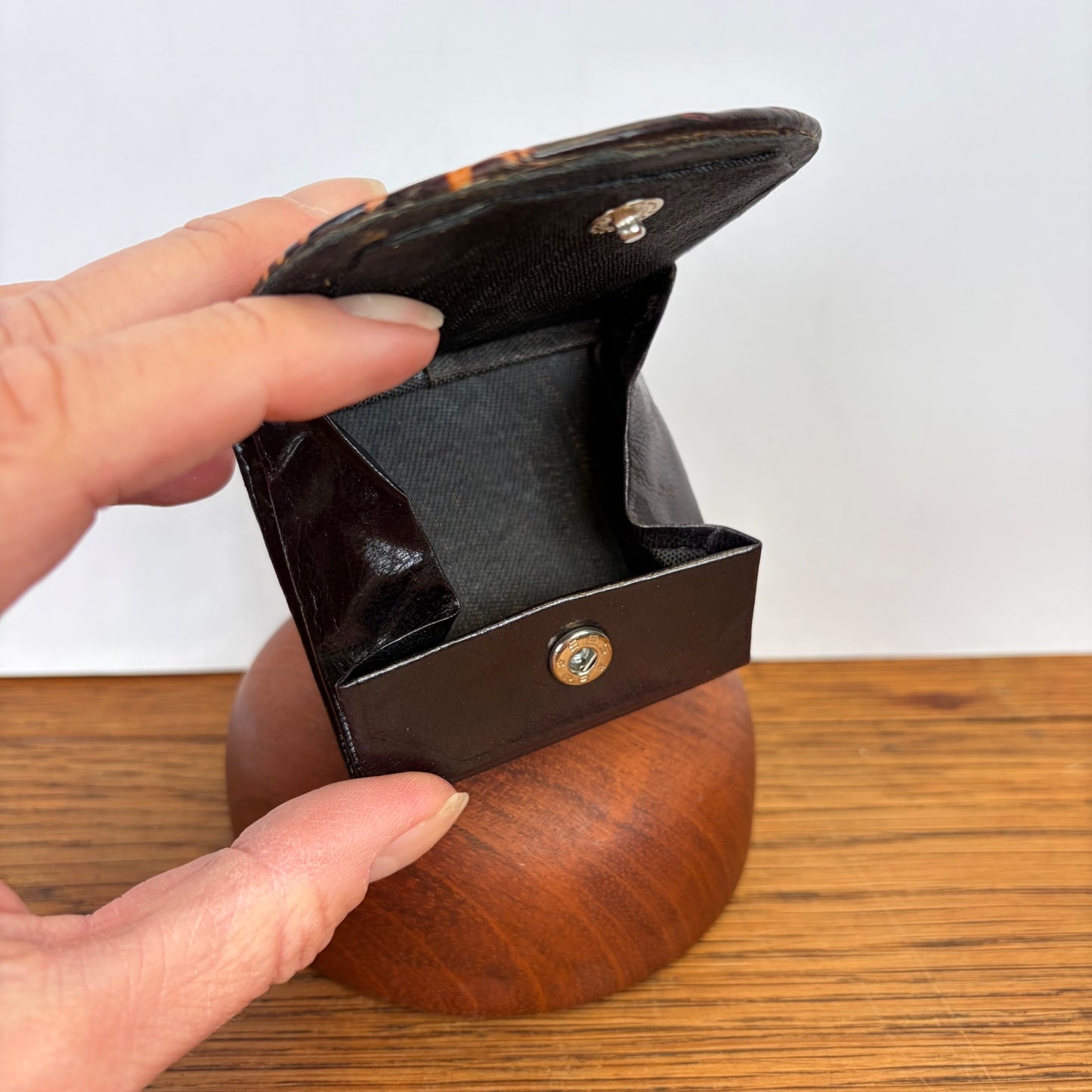 Vintage leren portemonnee uil