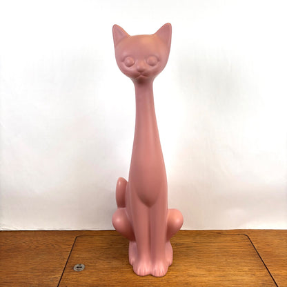 Vintage grote roze keramiek kat staand