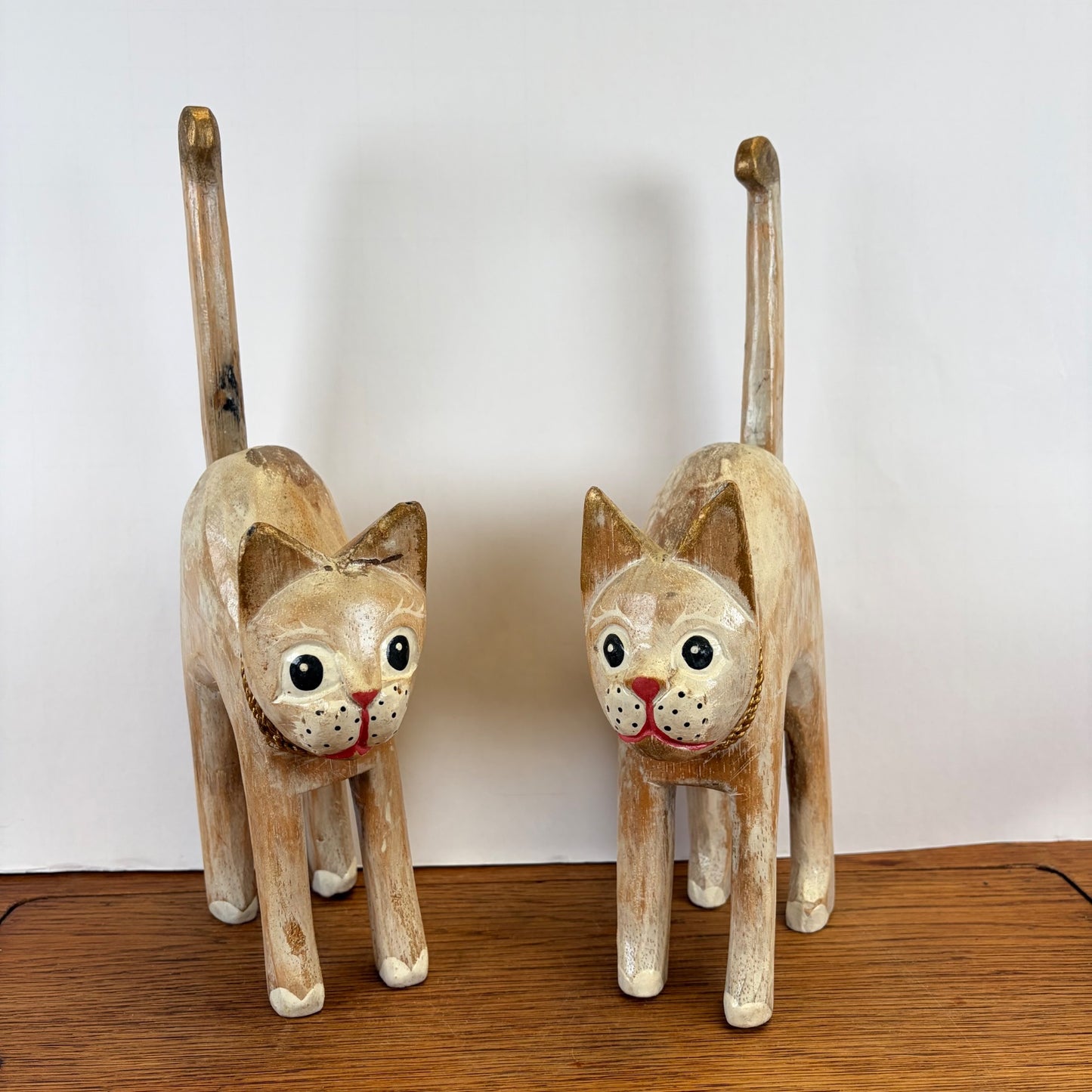 Vintage houten katten set