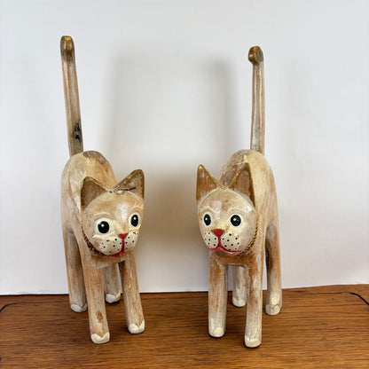 Vintage houten katten set