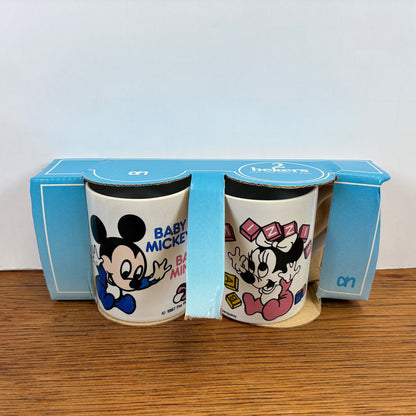 Vintage mokken Baby Mickey & Baby Minnie Albert Heijn 1987