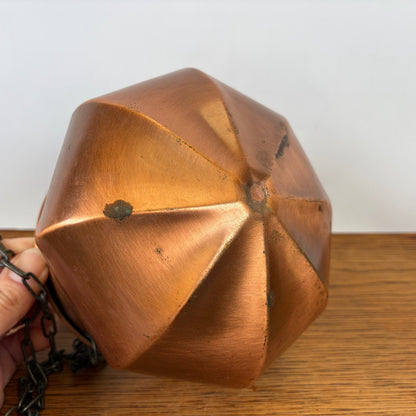 Vintage koperen hangbloempot veelhoekig