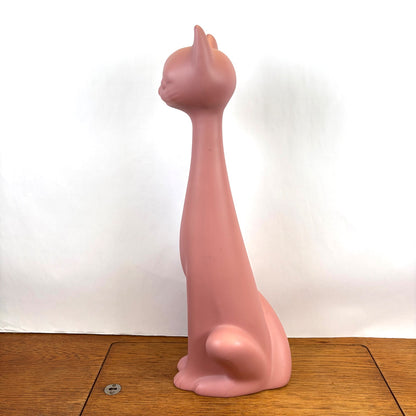 Vintage grote roze keramiek kat staand