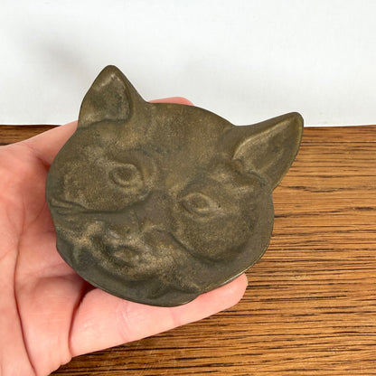Vintage messing snuisterijen schaaltje kat