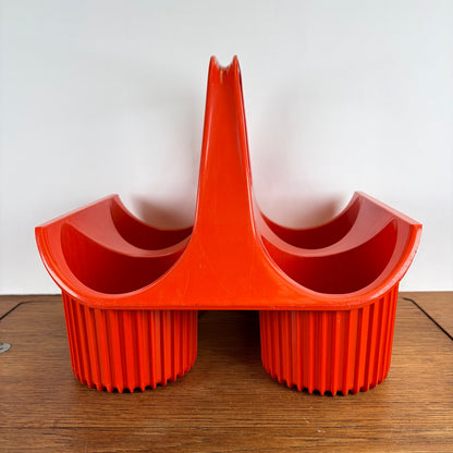 Vintage oranje flessenrek Curver
