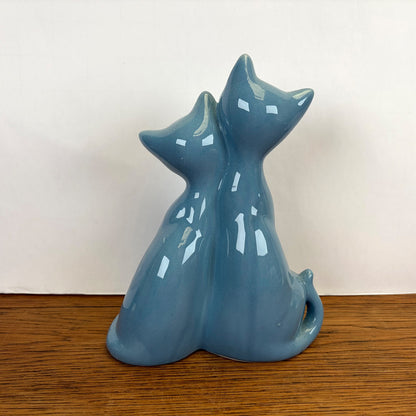Vintage keramiek kattenbeeld blauw