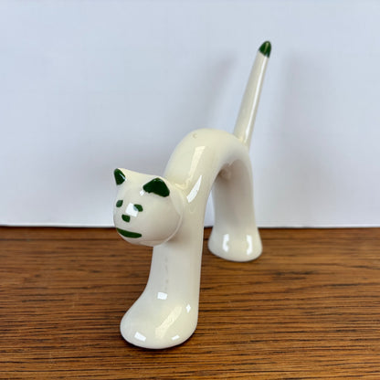 Vintage Naaman kat wit met groene accenten