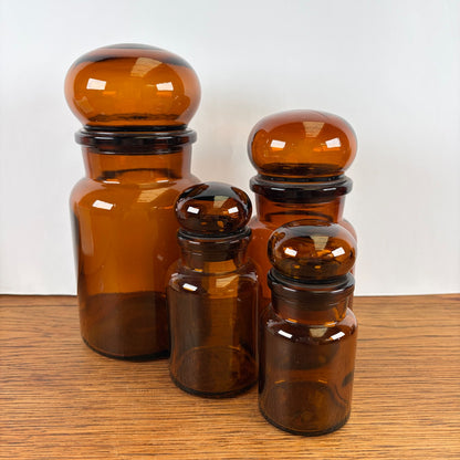 Vintage apothekerspotten bruin glas