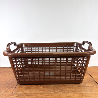 Vintage bruine plastic wasmand Sulo