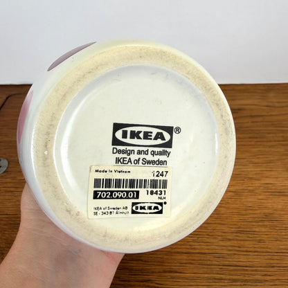 IKEA vaasje wit met gekleurde stippen