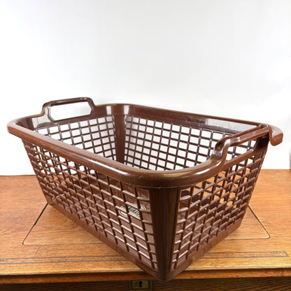 Vintage bruine plastic wasmand Sulo