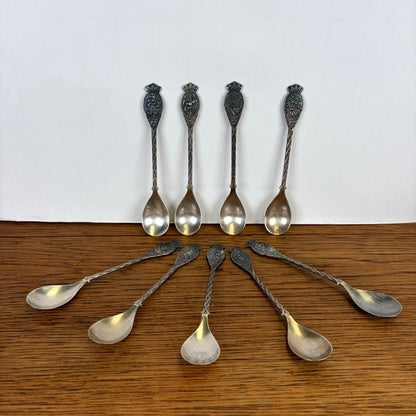 Vintage set van 9 koffielepeltjes bloemen