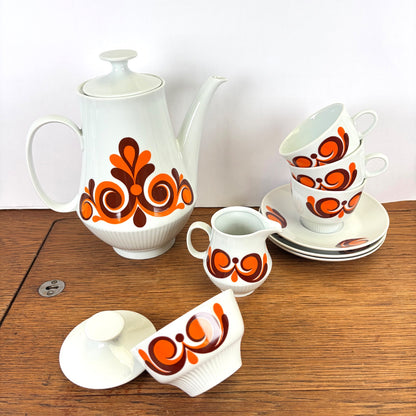 Vintage Colditz koffieservies oranje bruin