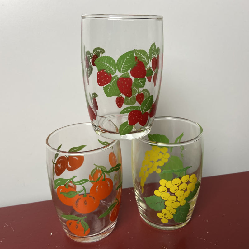 3 vintage fruitglaasjes