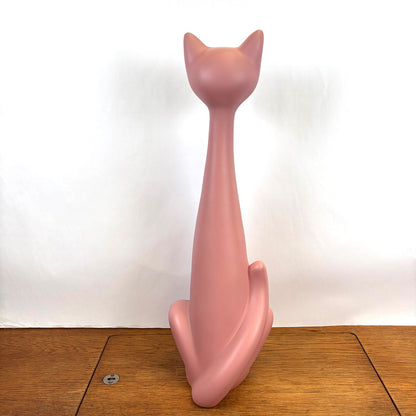 Vintage grote roze keramiek kat staand