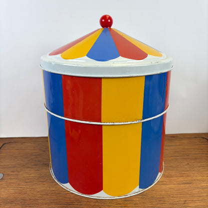 Vintage groot blik circustent rood geel blauw