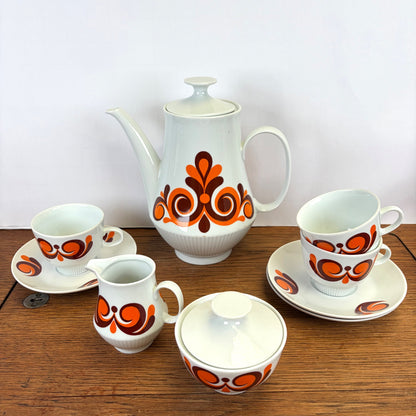 Vintage Colditz koffieservies oranje bruin