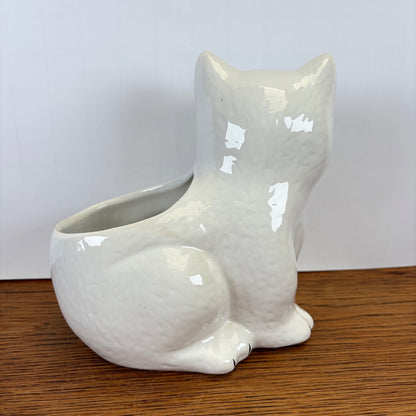 Vintage witte bloempot kat