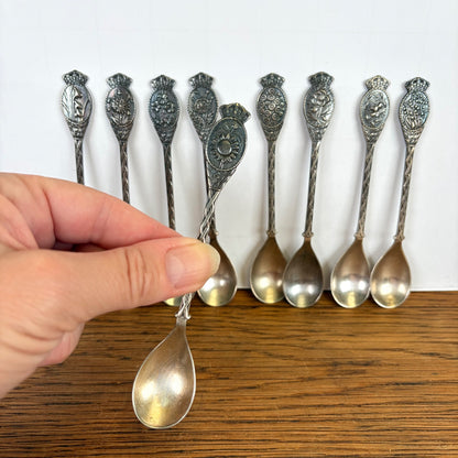 Vintage set van 9 koffielepeltjes bloemen