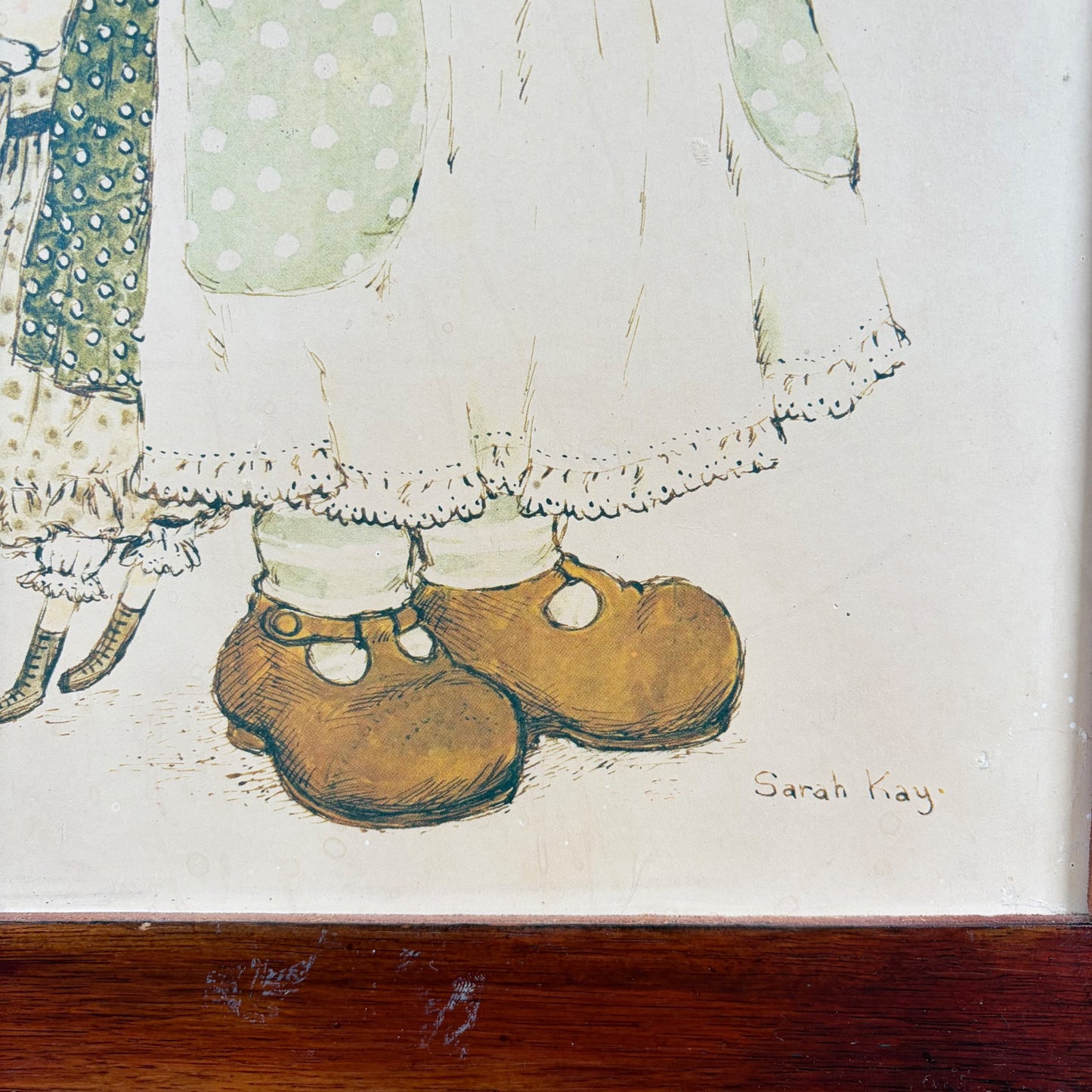 Vintage Sarah Kay tekening in lijst