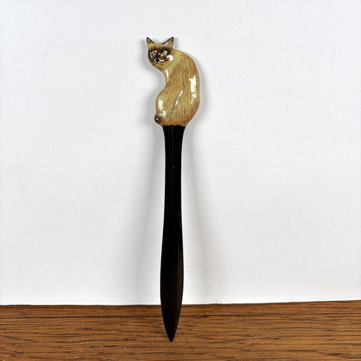 Briefopener met kat beige zwart