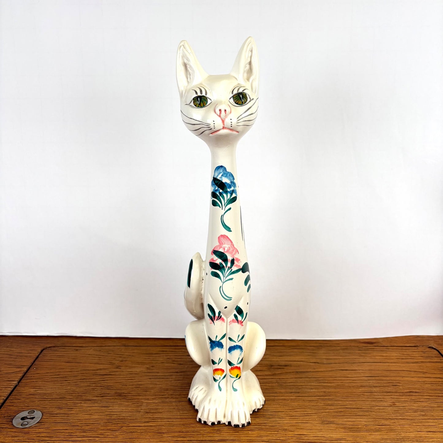 Vintage kat wit met bloemen Portugal