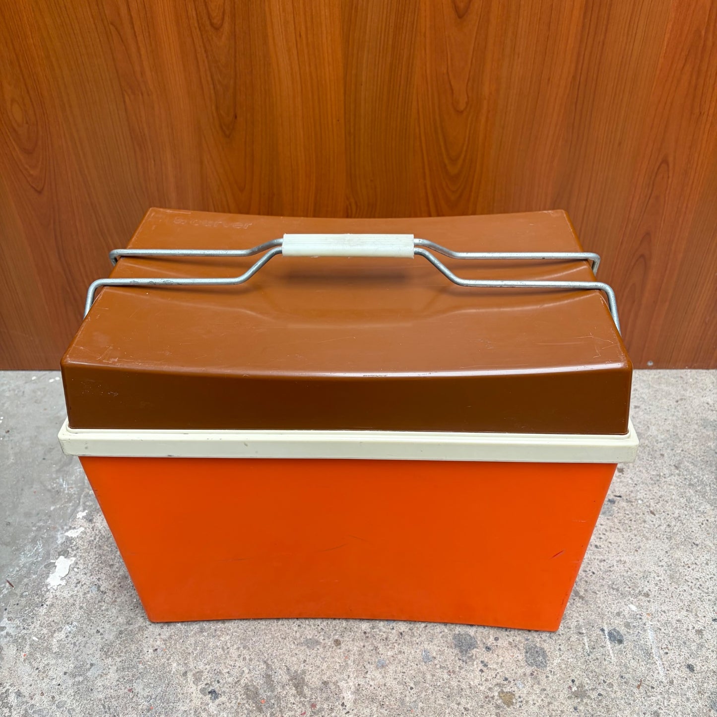 Vintage Curver koelbox oranje bruin