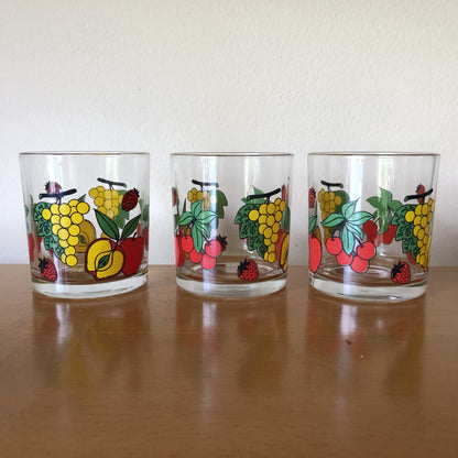 3 vintage fruitglaasjes